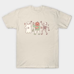 Funny Dancing Ghost, Jack O Lantern And Skeleton T-Shirt